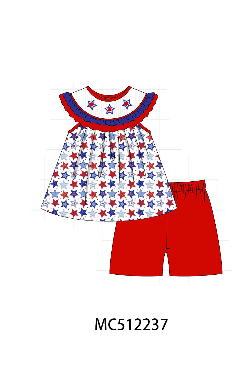 PO76 Red Patriotic star embroidery collection