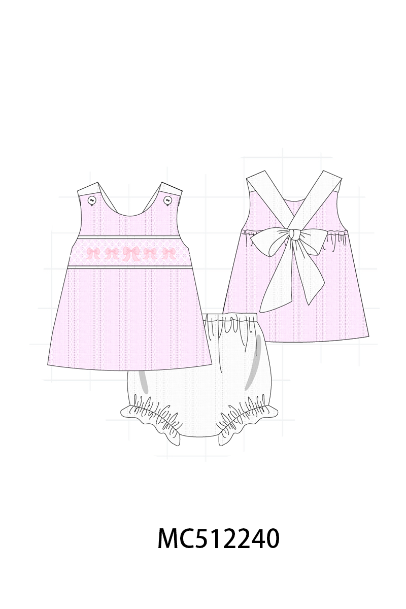 PO76 Pink bow smocked collection
