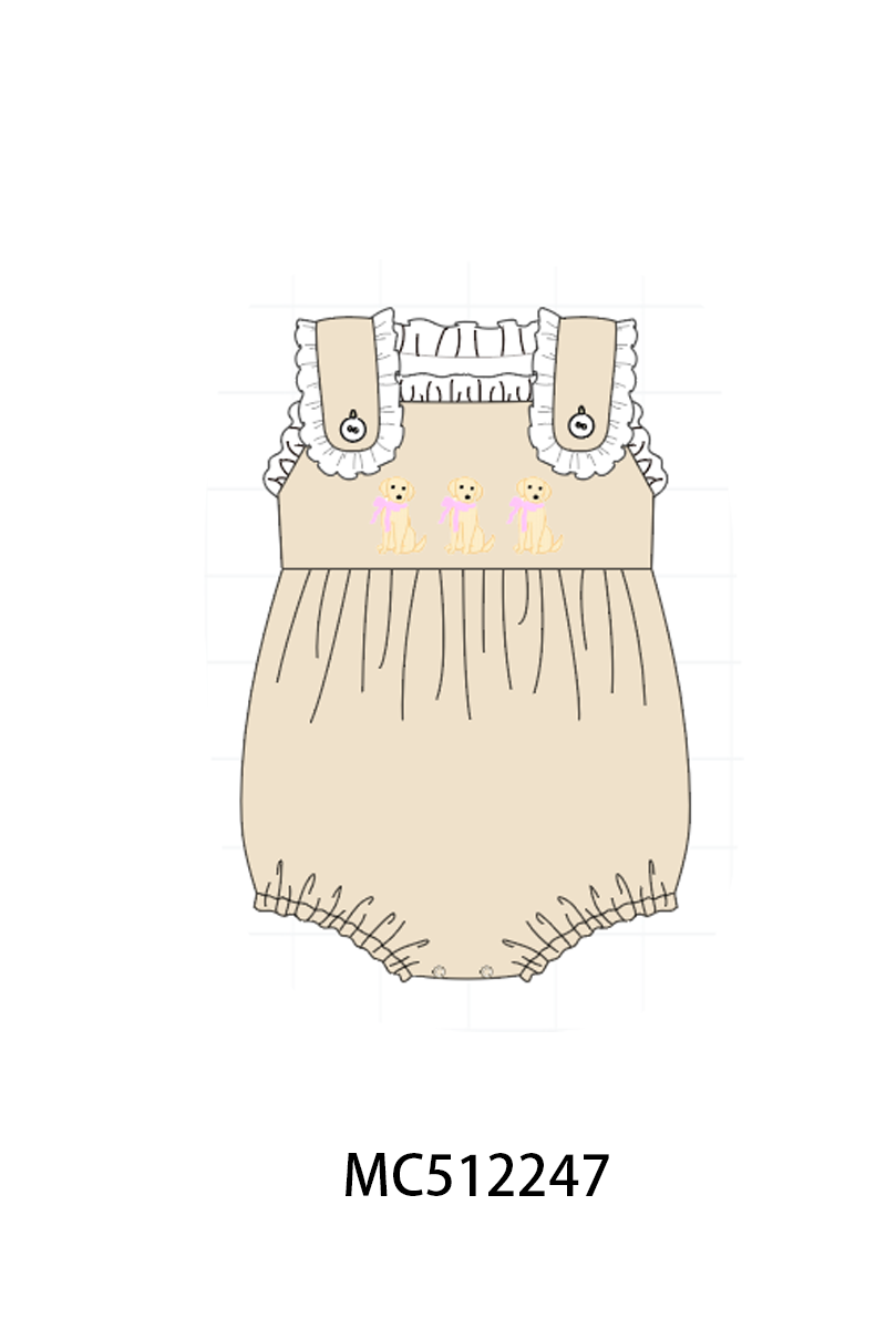 PO76 Khaki block puppy embroidery collection