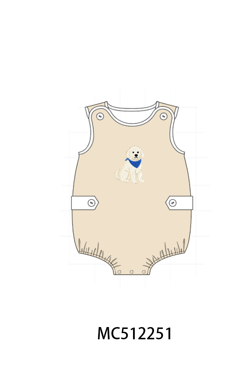 PO76 Khaki block puppy embroidery collection