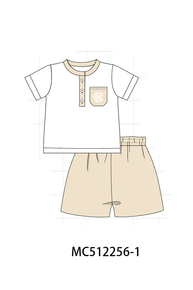 PO76 Khaki block monogram embroidery collection