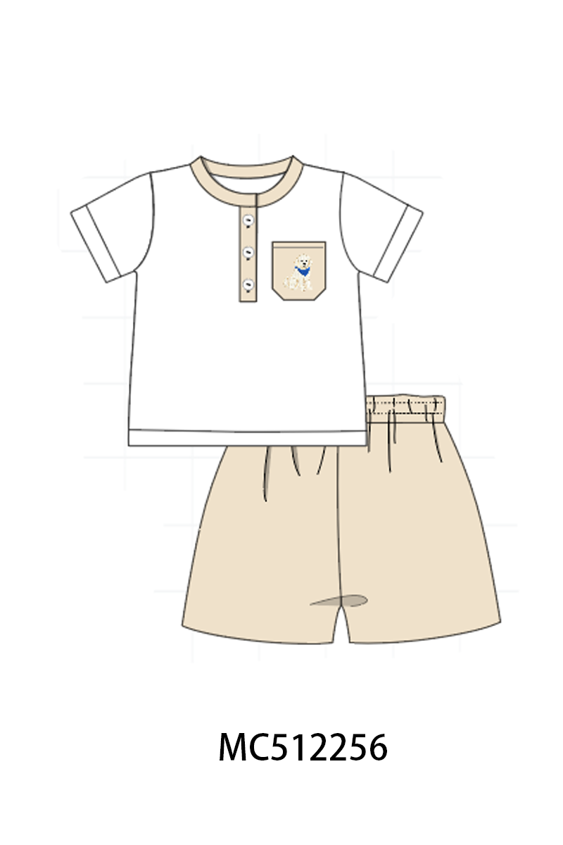 PO76 Khaki block puppy embroidery collection
