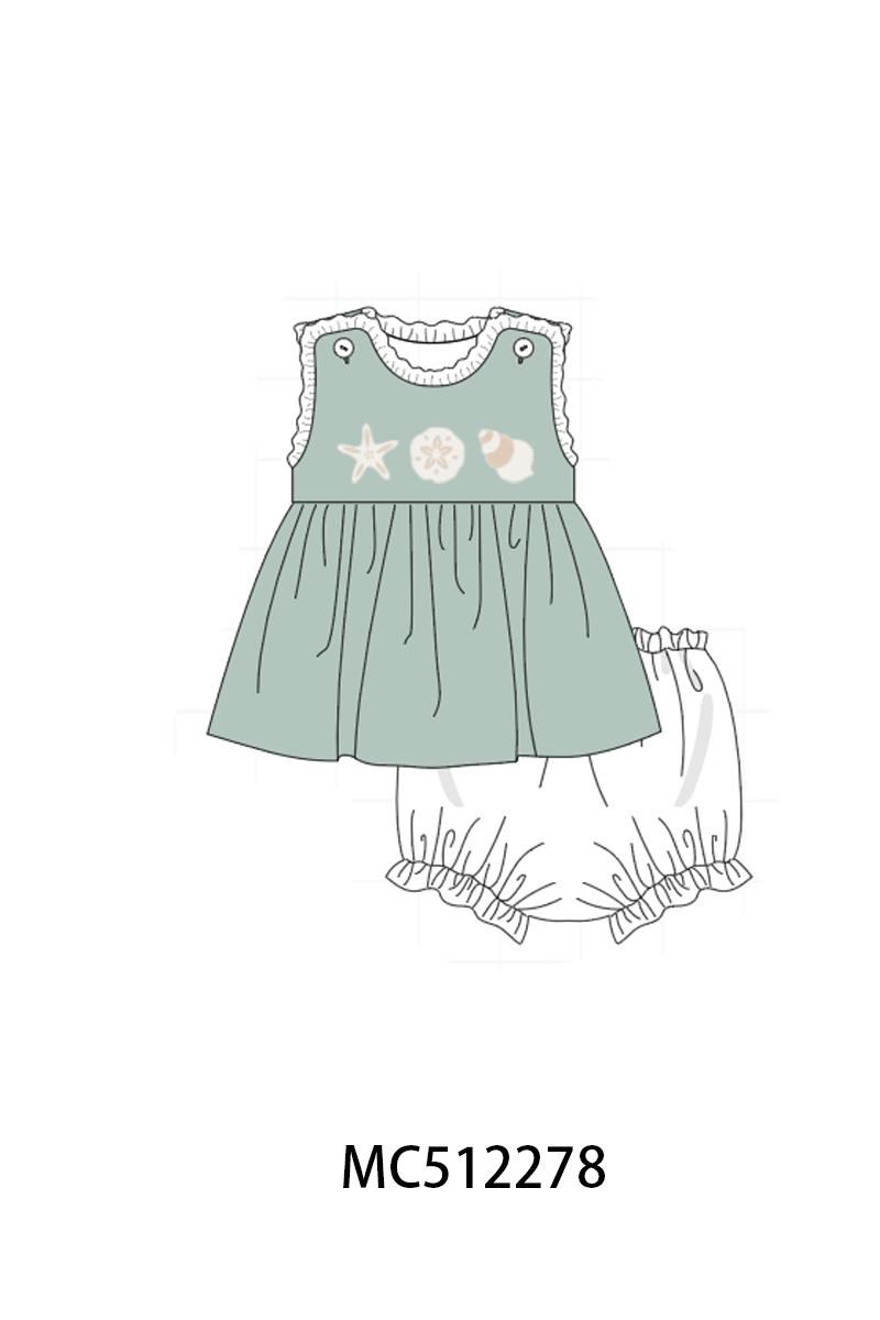 PO76 Sage starfish shell embroidery collection