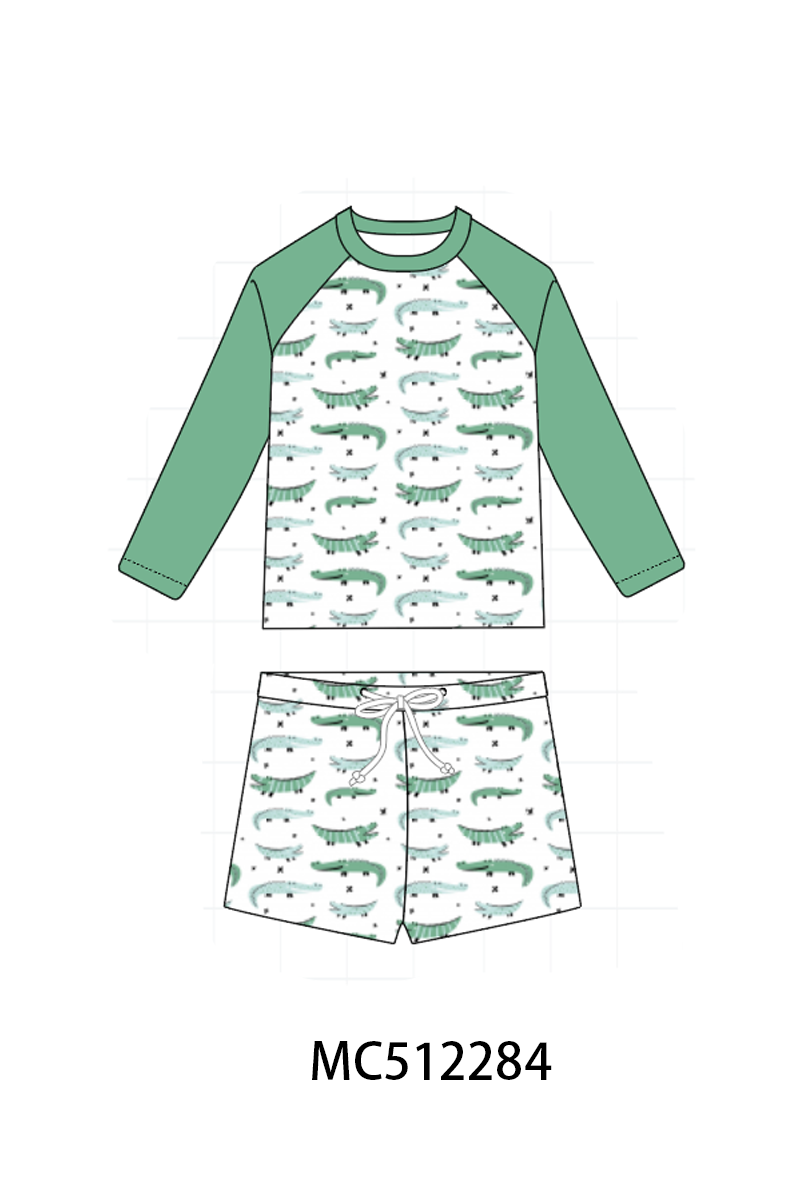 PO76 Green crocodile boy swimsuit collection