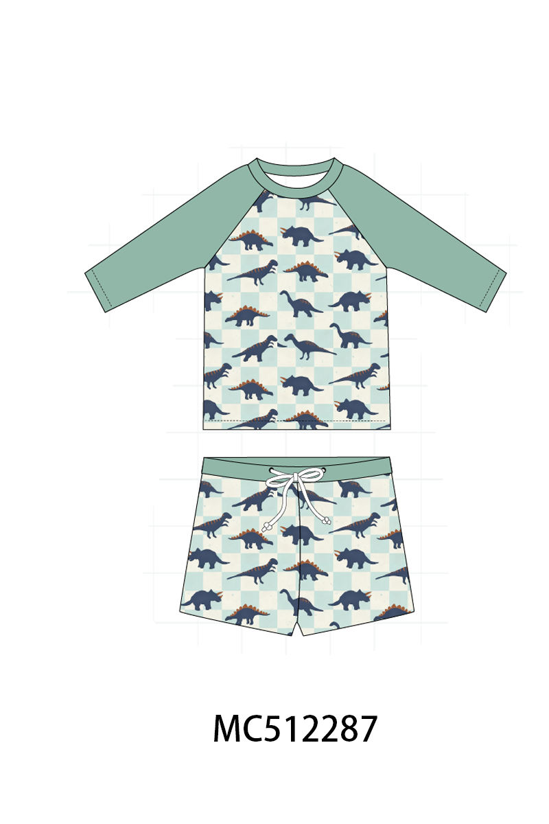PO76 Sage dinosaur boy swimsuit collection