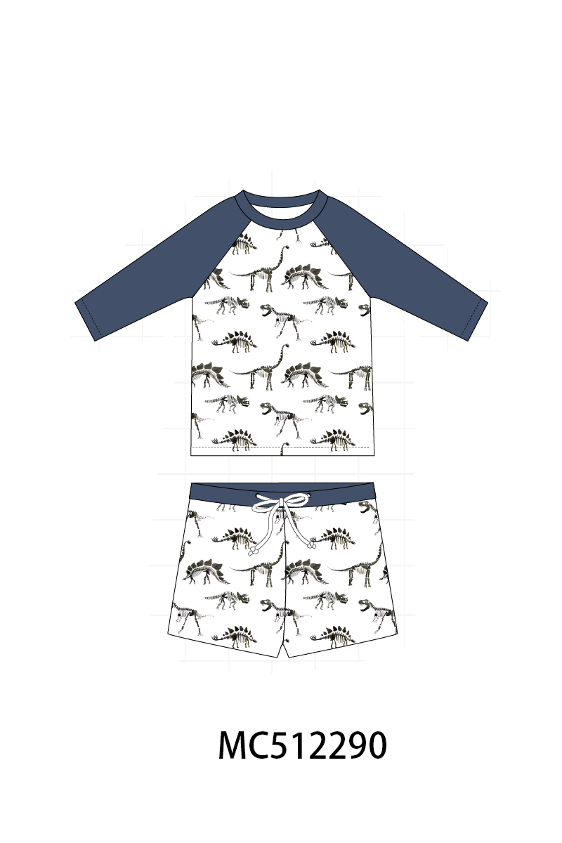 PO76 Navy dinosaur boy swimsuit collection