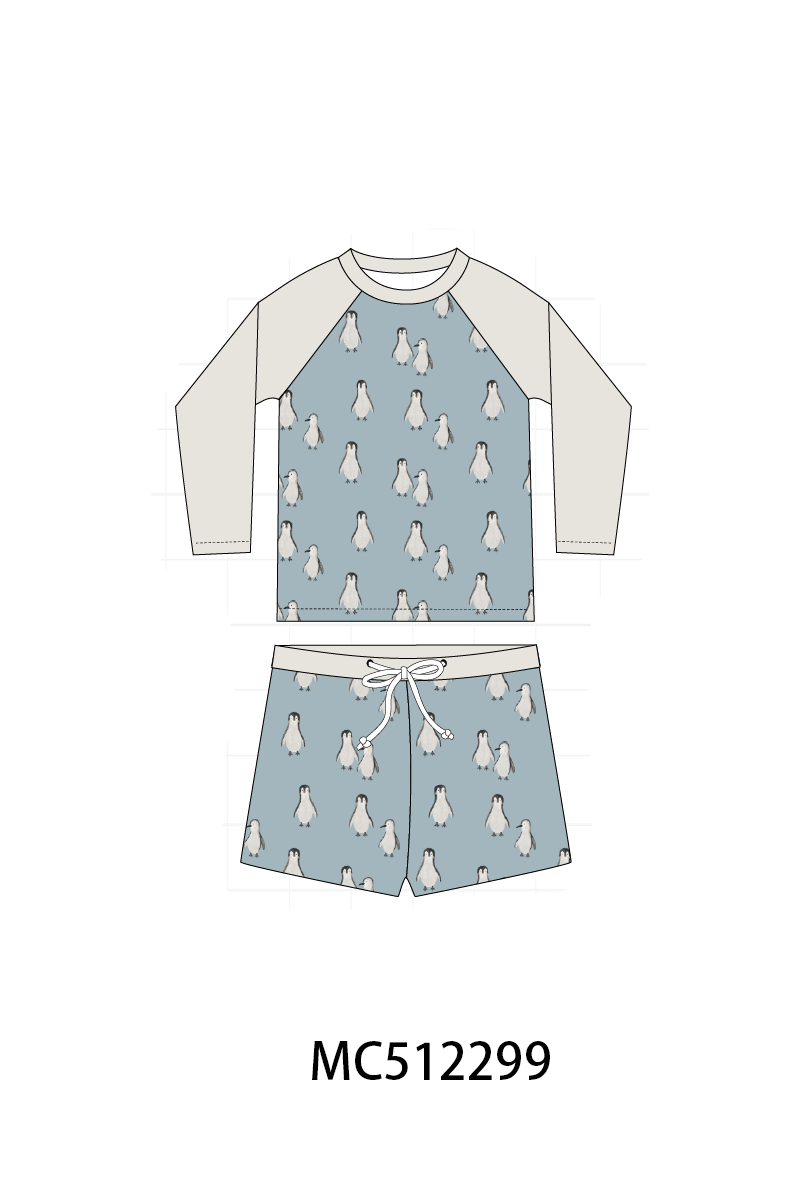 PO76 Blue penguin boy swimsuit collection