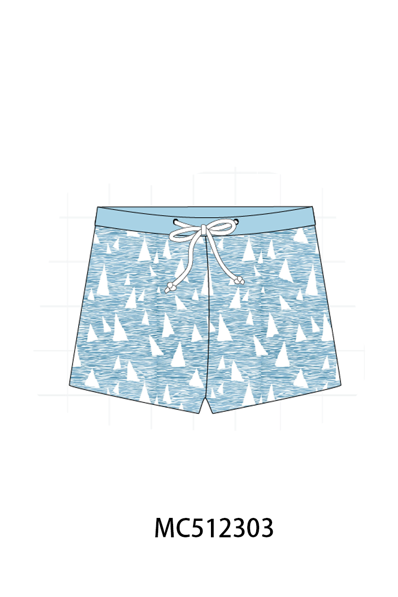 PO76 Blue sailboat boy swimsuit collection