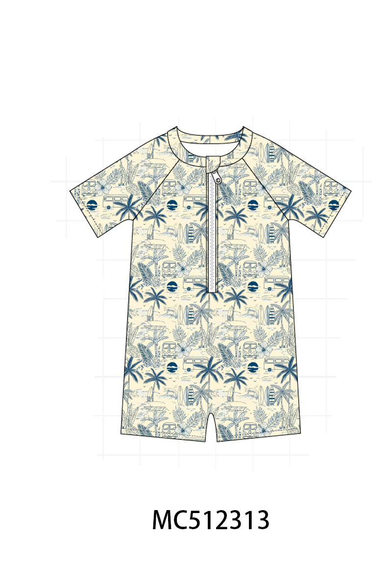 PO76 Navy surf palm boy swimsuit collection