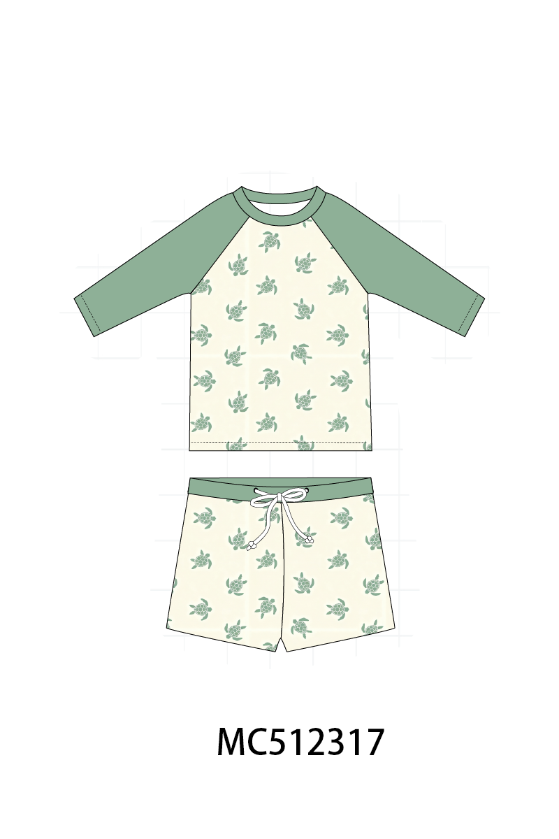 PO76 Green turtle boy swimsuit collection