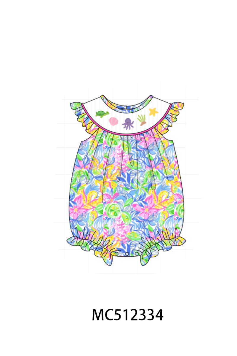PO76 Blue&pink beach time embroidery collection