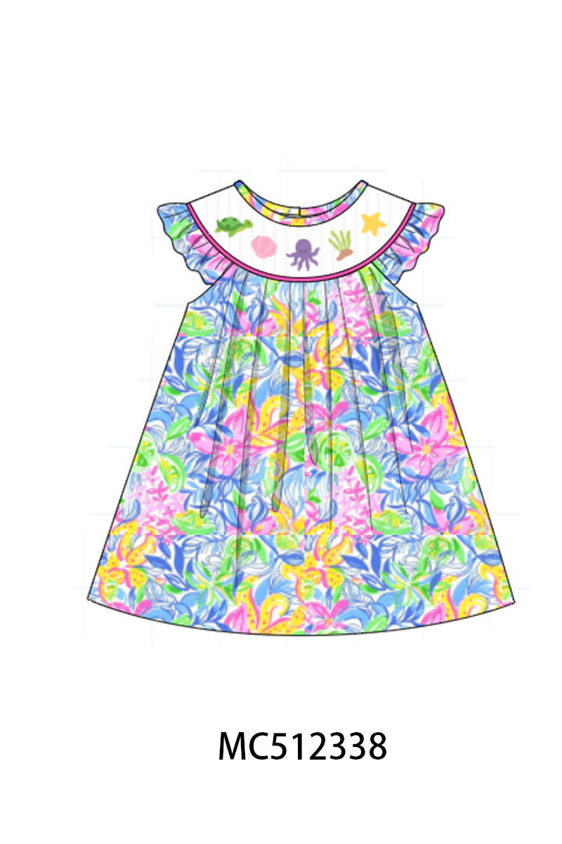 PO76 Blue&pink beach time embroidery collection