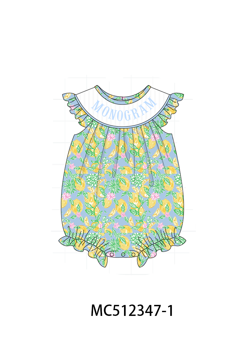PO76 Green&blue lilly lemon monogram embroidery collection