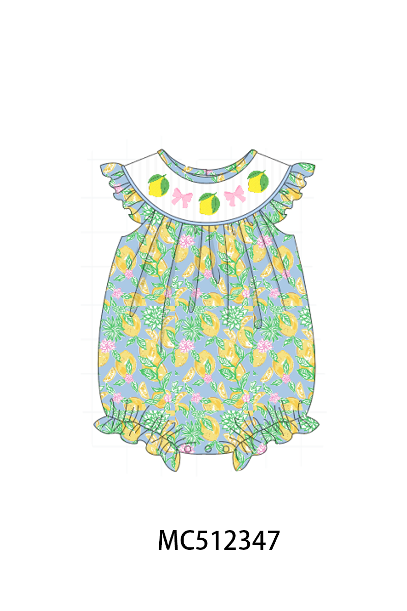 PO76 Green&blue lilly lemon embroidery collection