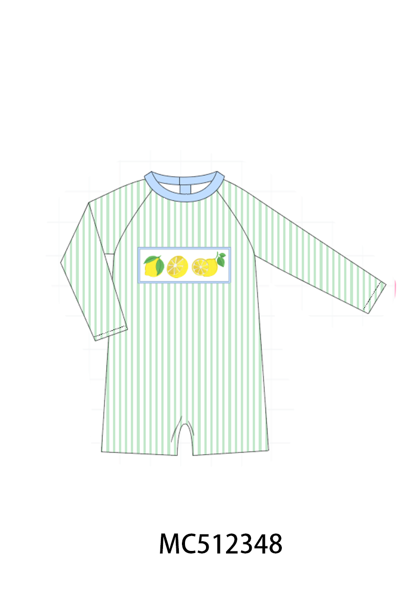 PO76 Green&blue lilly lemon embroidery collection