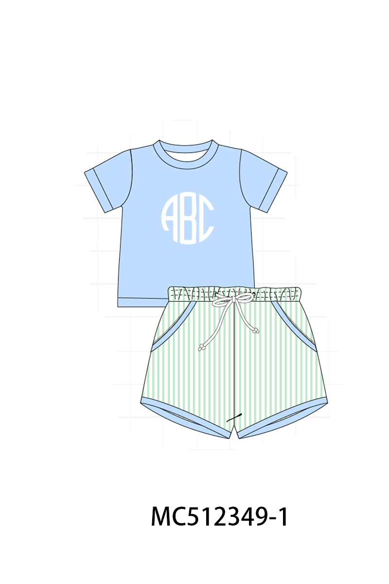 PO76 Green&blue lilly lemon monogram embroidery collection