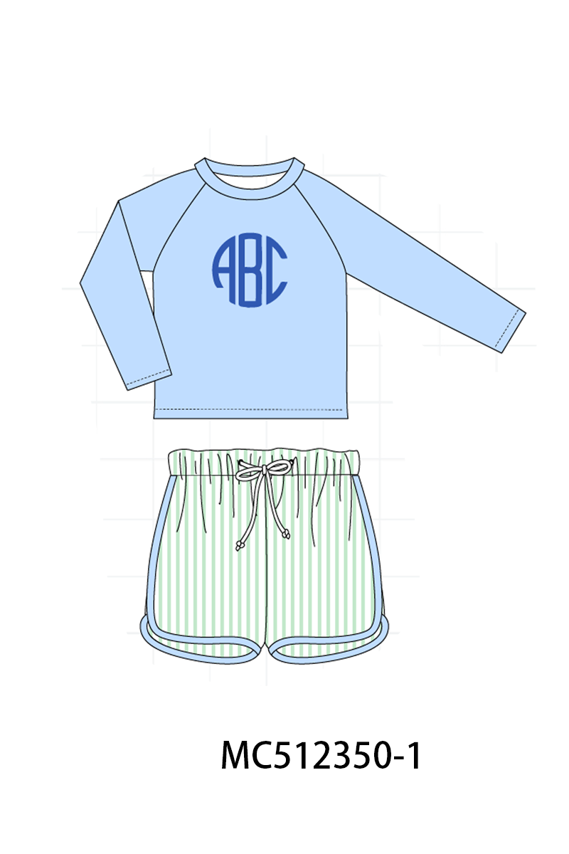 PO76 Green&blue lilly lemon monogram embroidery collection