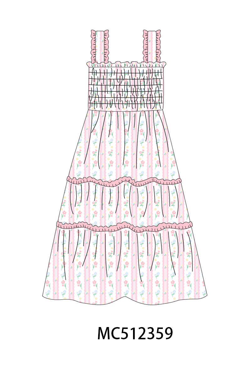 PO76 Pink floral smocked collection