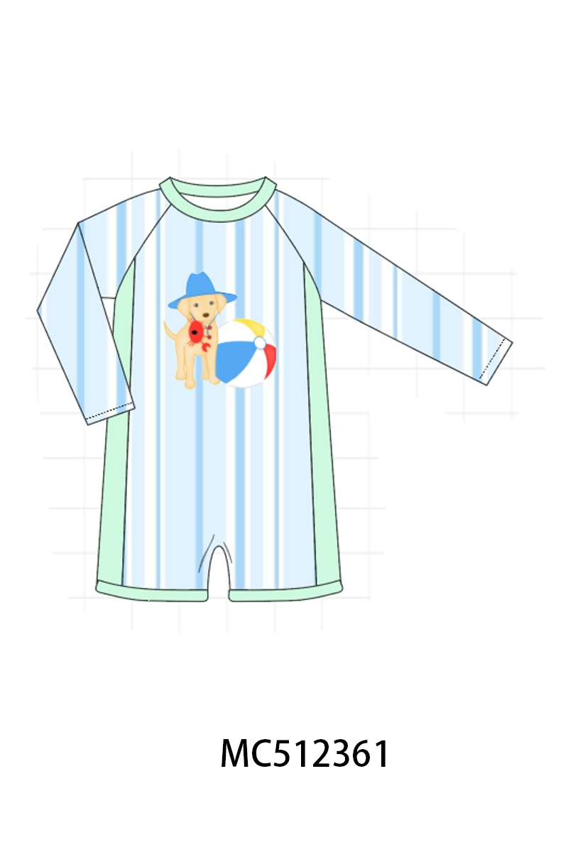 PO76 Green&pink puppy bow applique collection