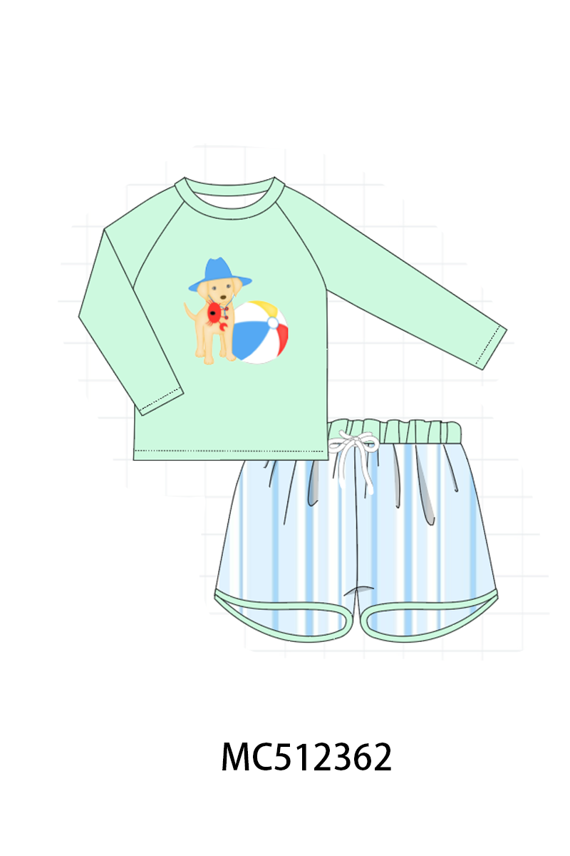 PO76 Green&pink puppy bow applique collection