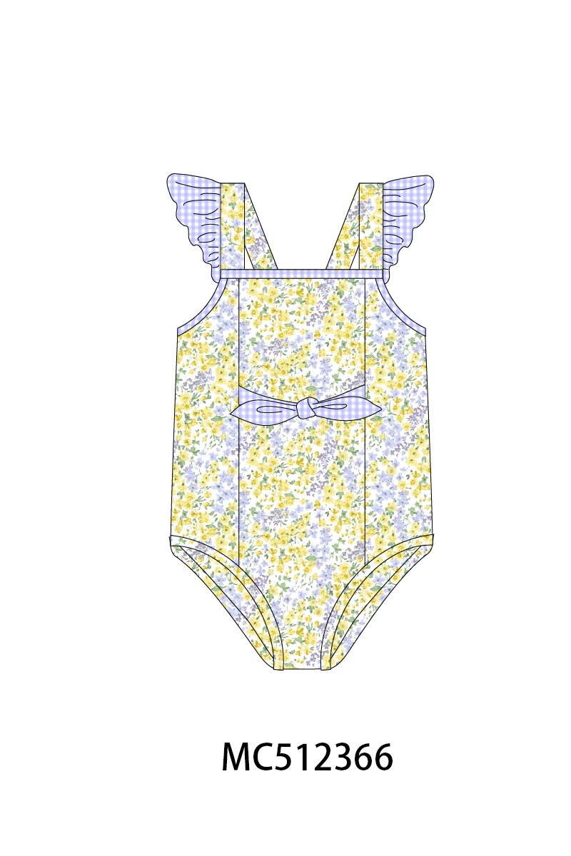 PO76 Floral print smocked ruffle collection