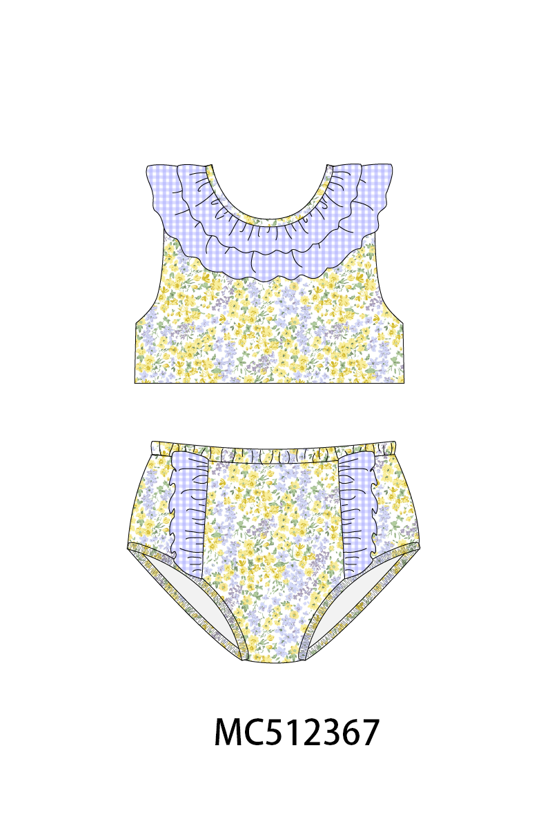 PO76 Floral print smocked ruffle collection