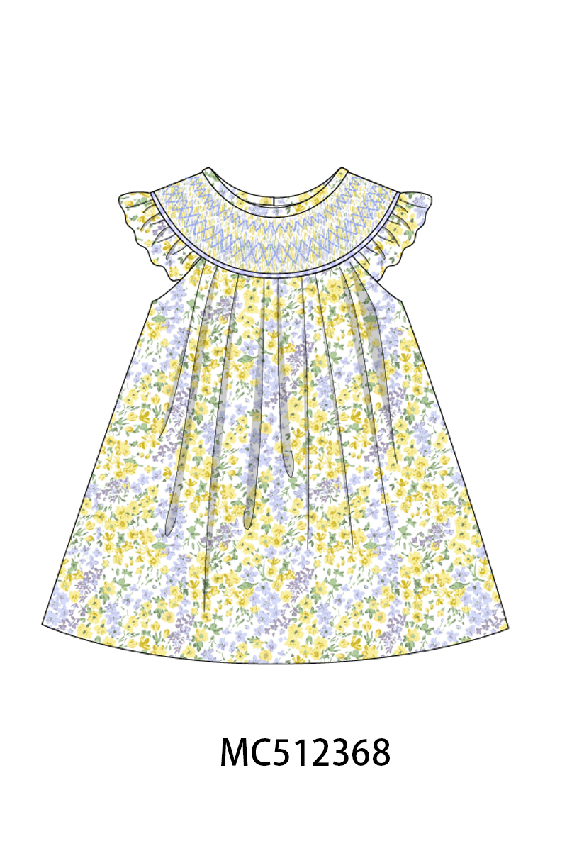 PO76 Floral print smocked ruffle collection