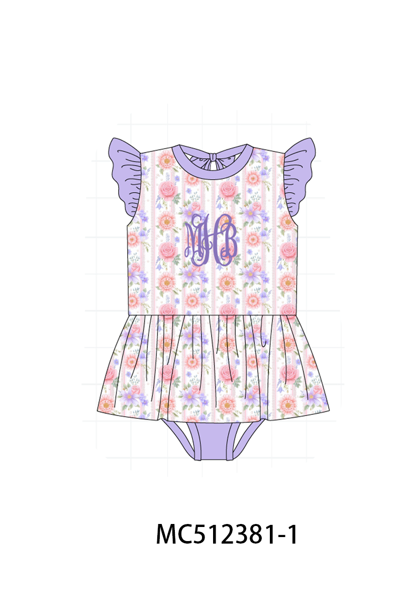 PO76 Purple&blue rose monogram embroidery collection
