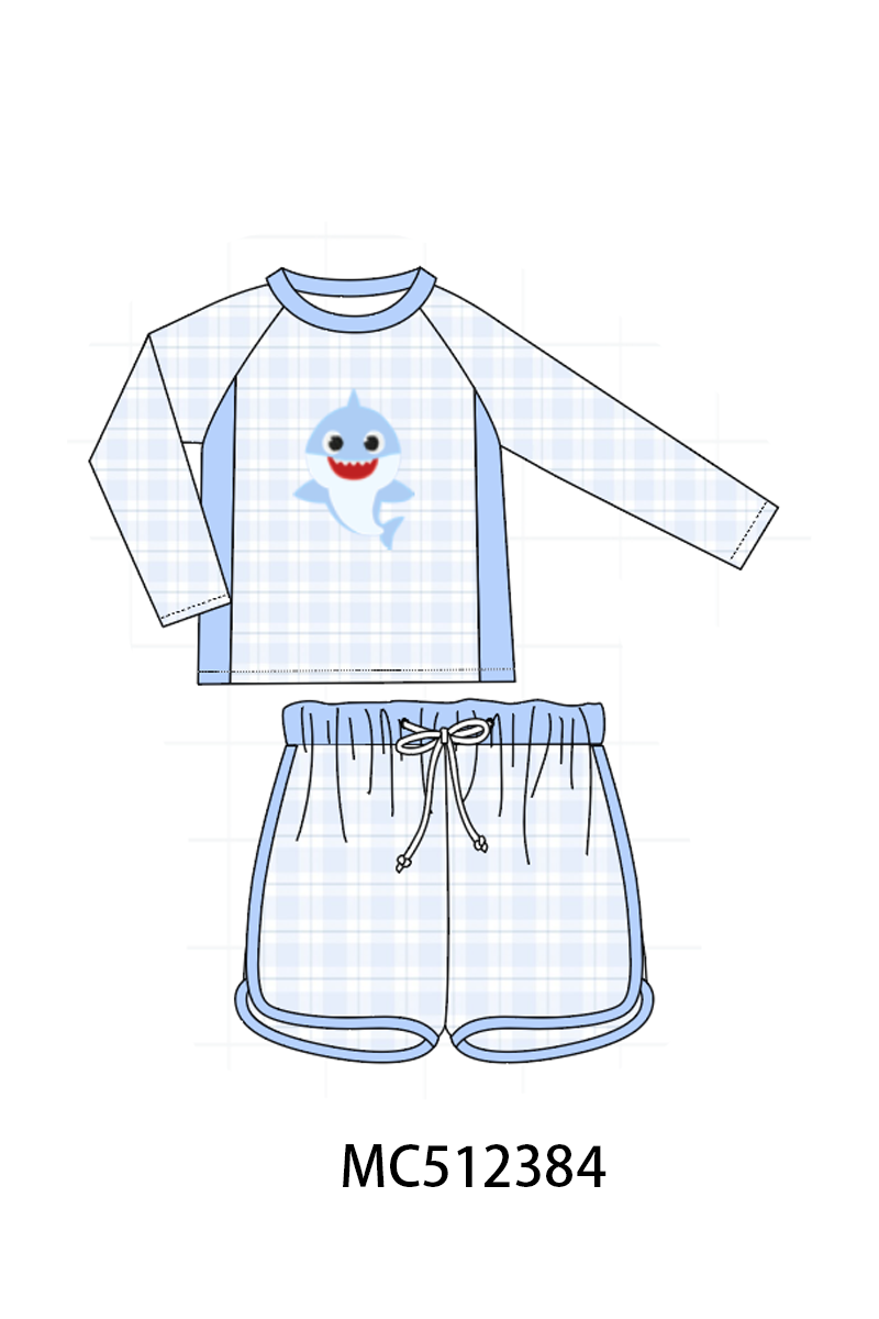 PO76 Purple&blue bow horse shark applique collection