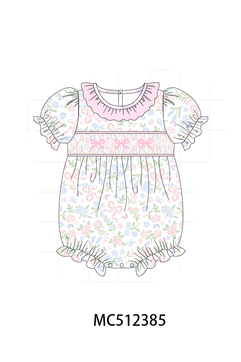 PO76 Pink&blue bow smocked collection