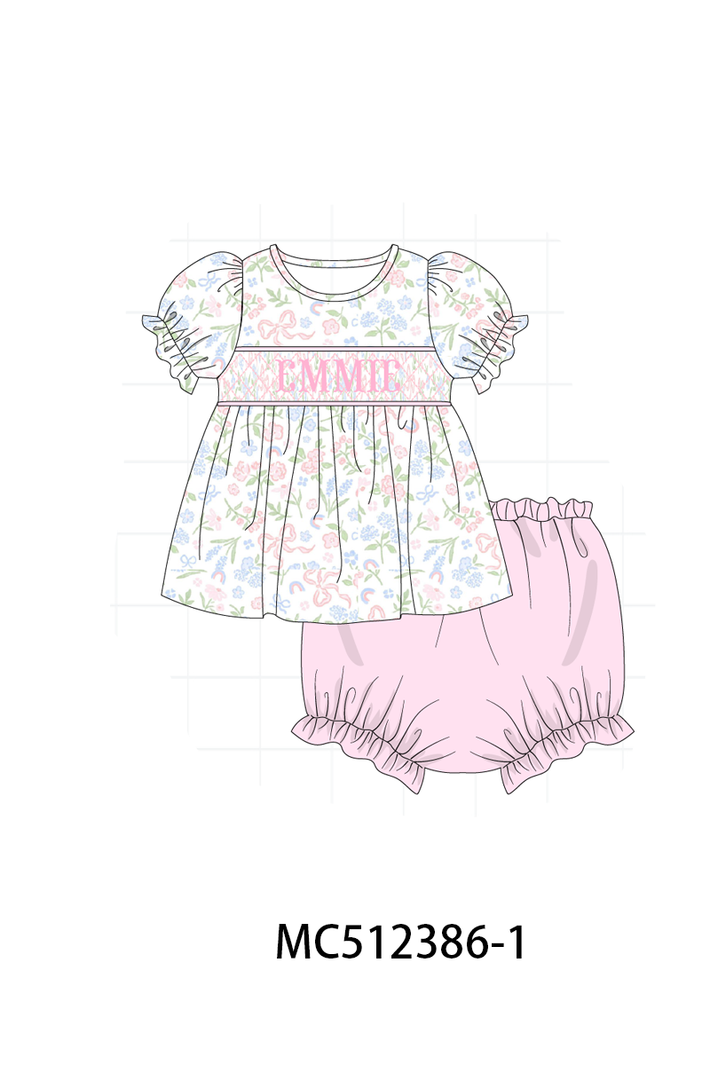 PO76 Pink&blue monogram smocked collection