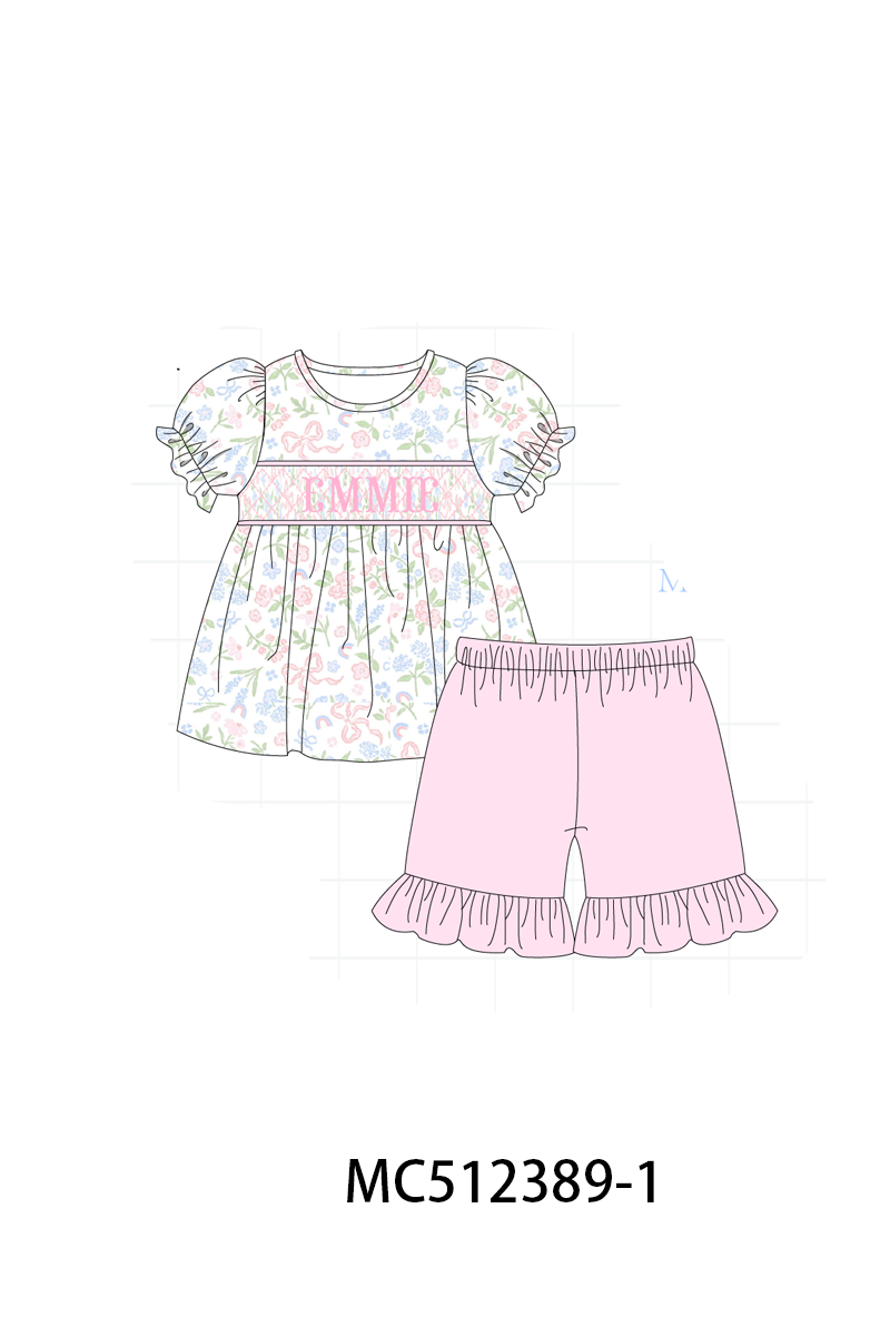PO76 Pink&blue monogram smocked collection