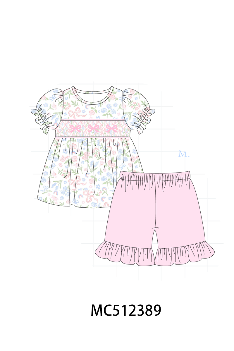 PO76 Pink&blue bow smocked collection