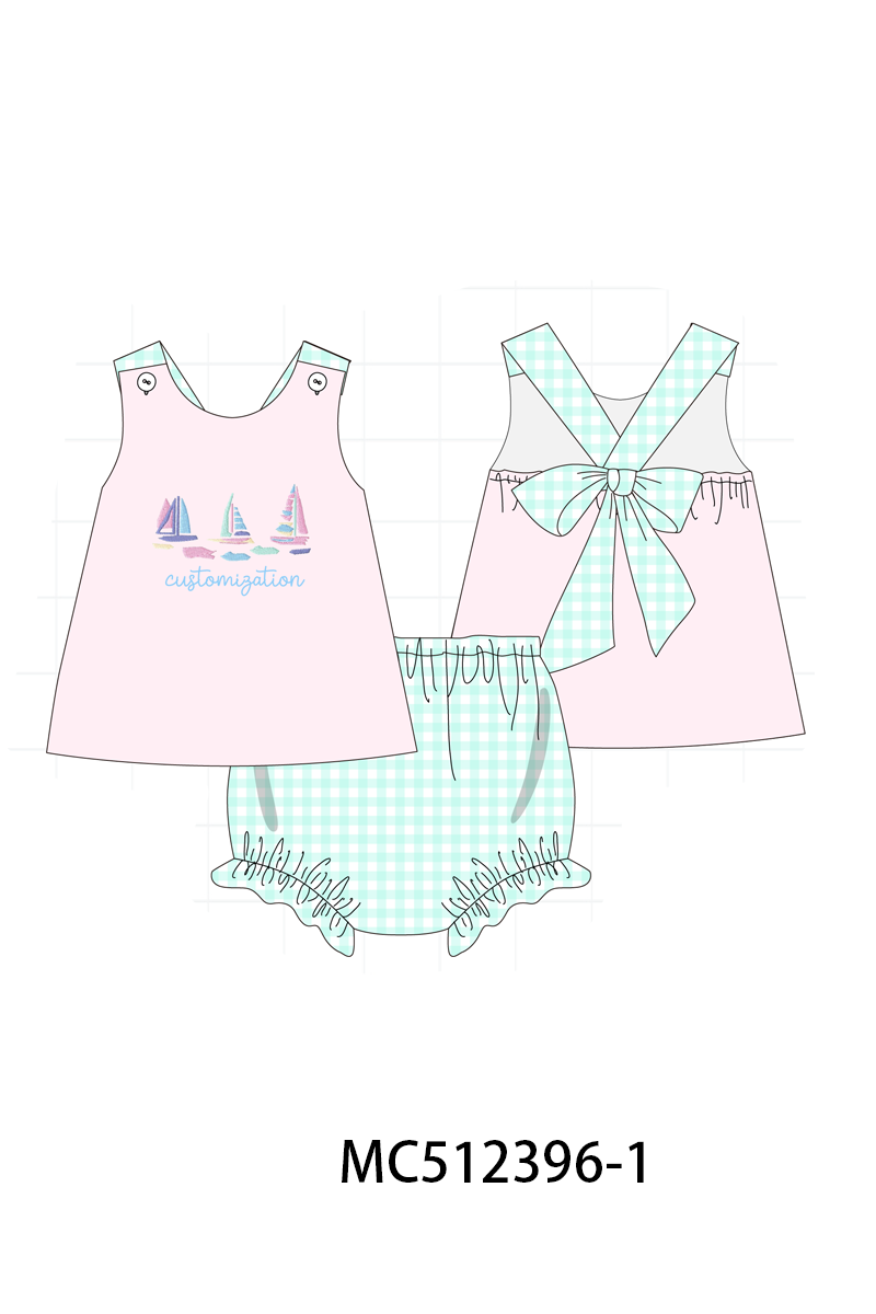 PO76 Pink sailboat monogram embroidery collection