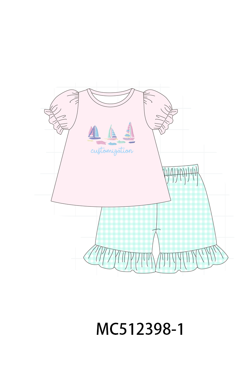PO76 Pink sailboat monogram embroidery collection