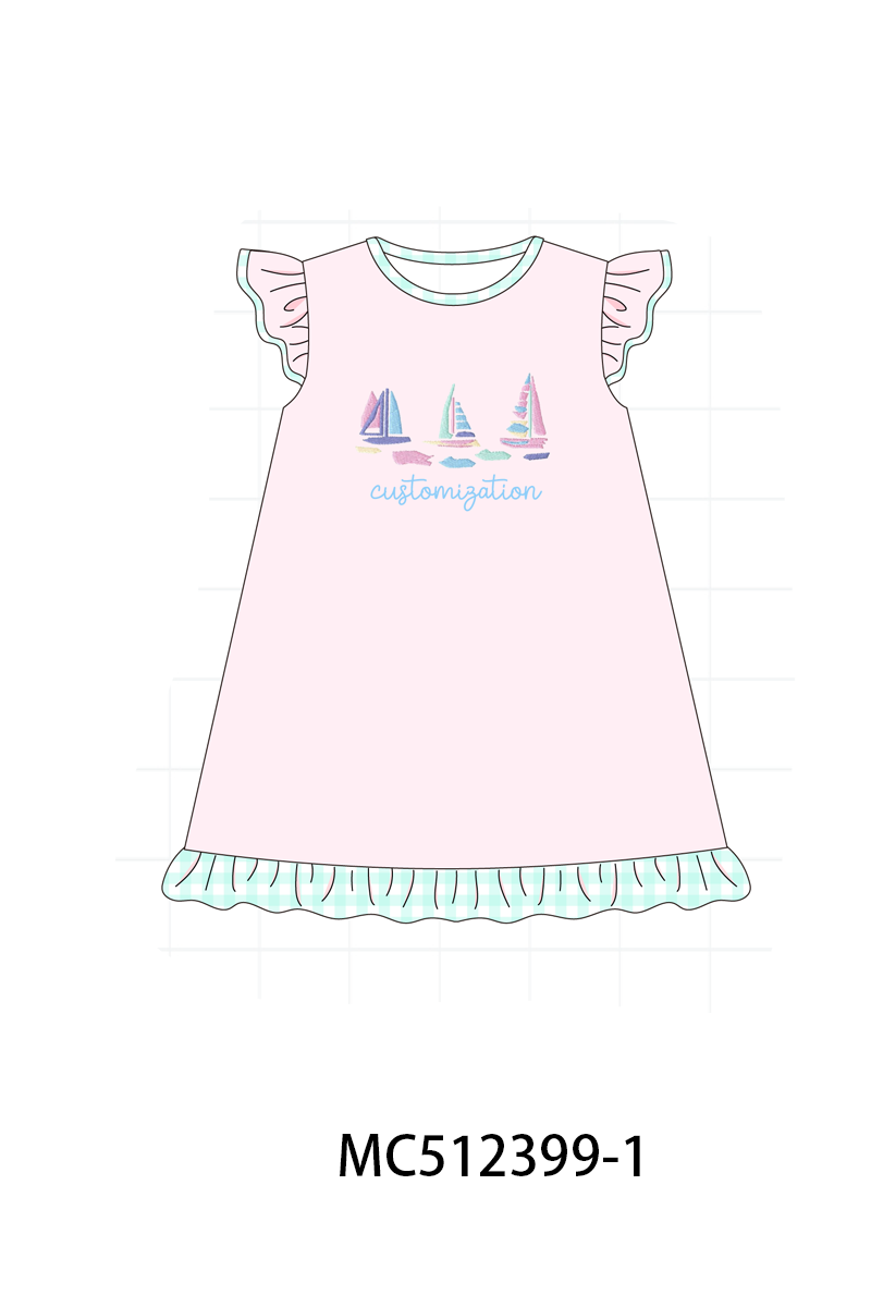 PO76 Pink sailboat monogram embroidery collection