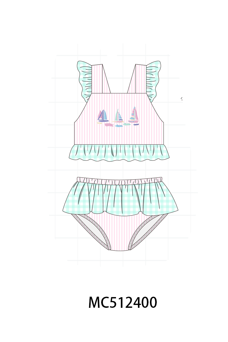 PO76 Pink sailboat embroidery collection