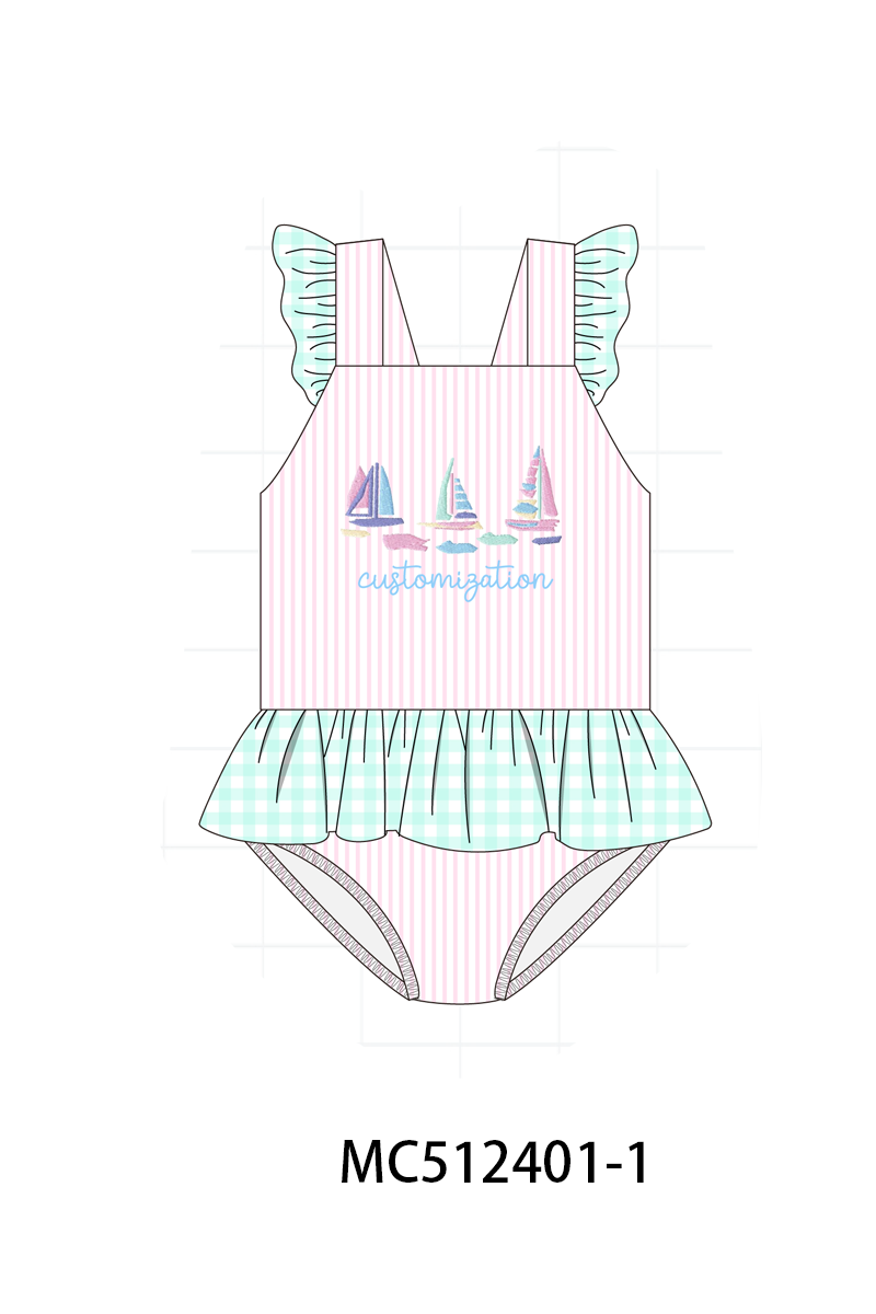 PO76 Pink sailboat monogram embroidery collection