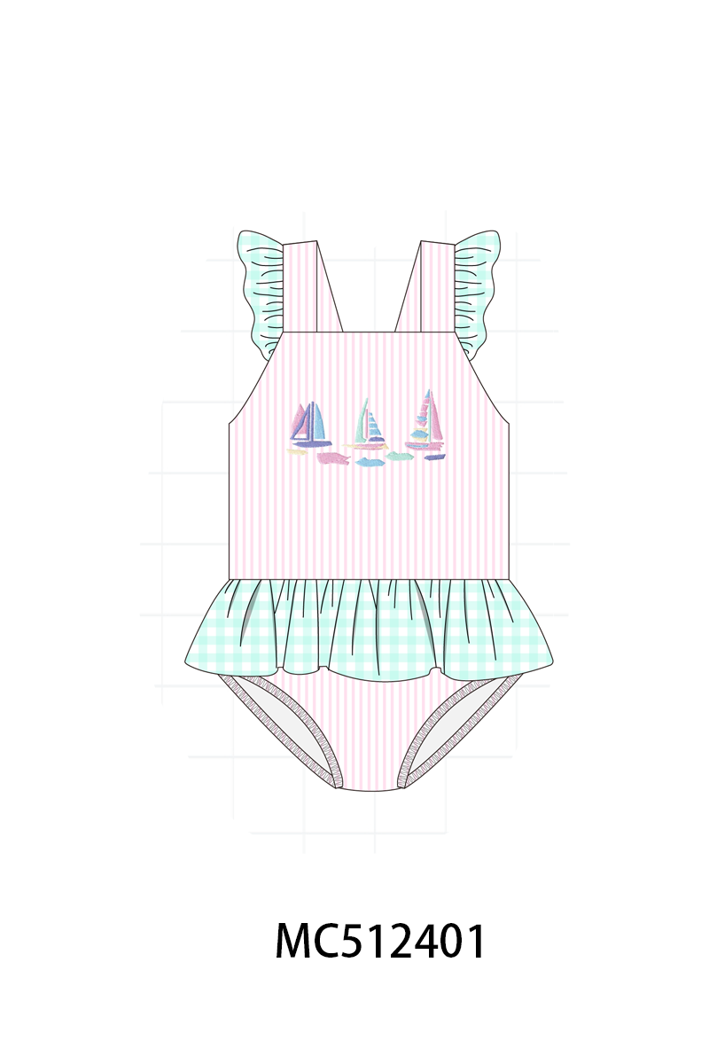 PO76 Pink sailboat embroidery collection