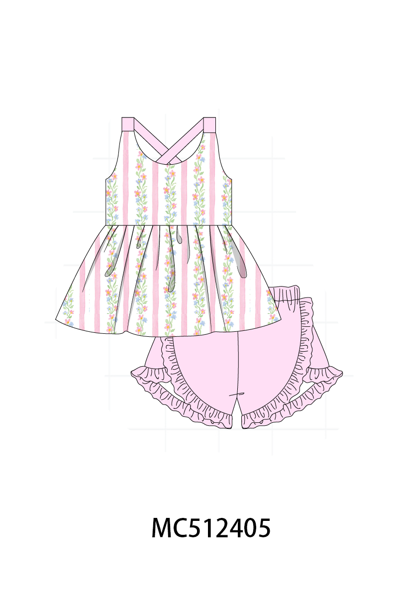 PO76 Pink floral stripe print collection