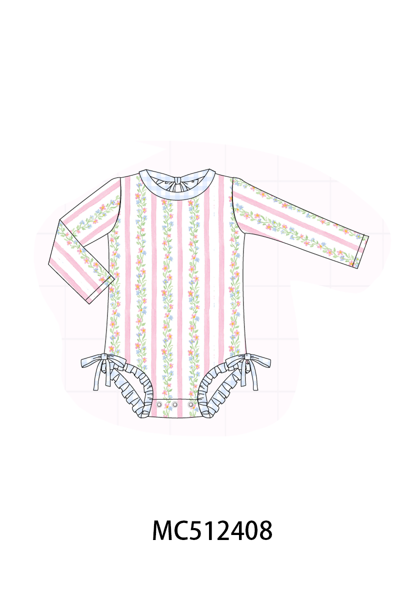 PO76 Pink floral stripe print collection