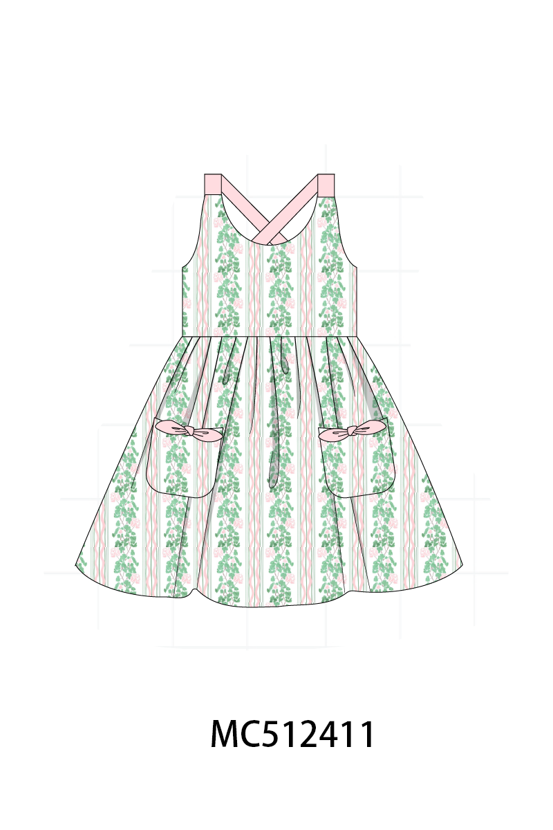 PO76 Green floral stripe print collection