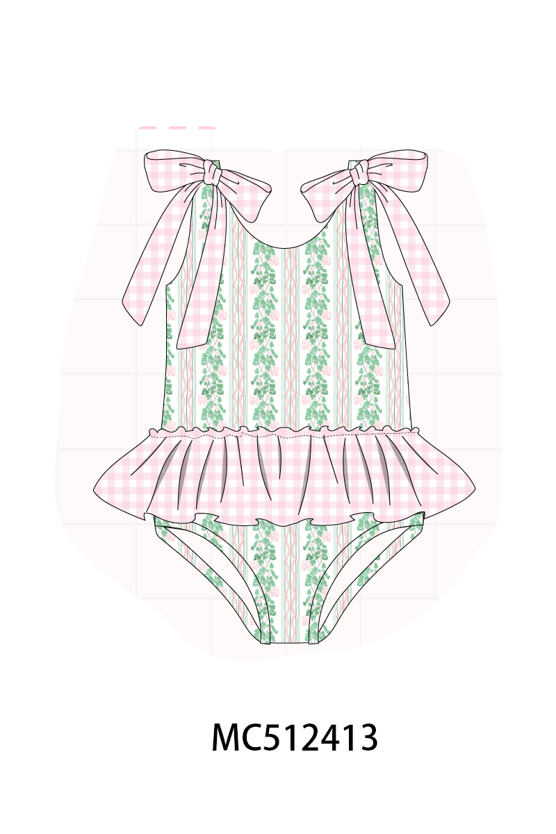 PO76 Green floral stripe print collection