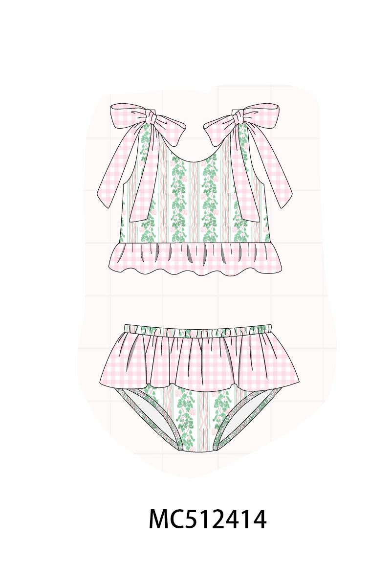 PO76 Green floral stripe print collection