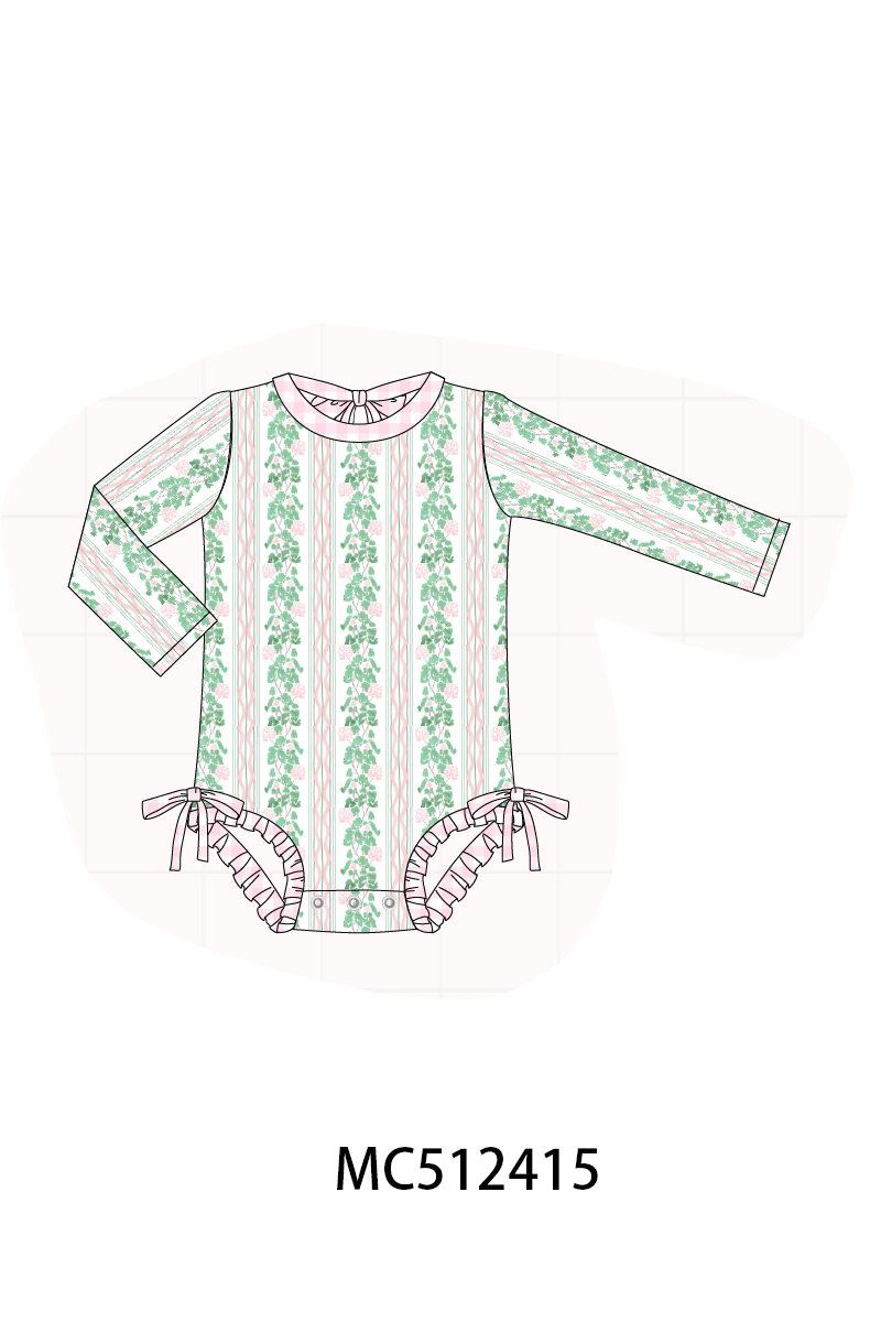 PO76 Green floral stripe print collection