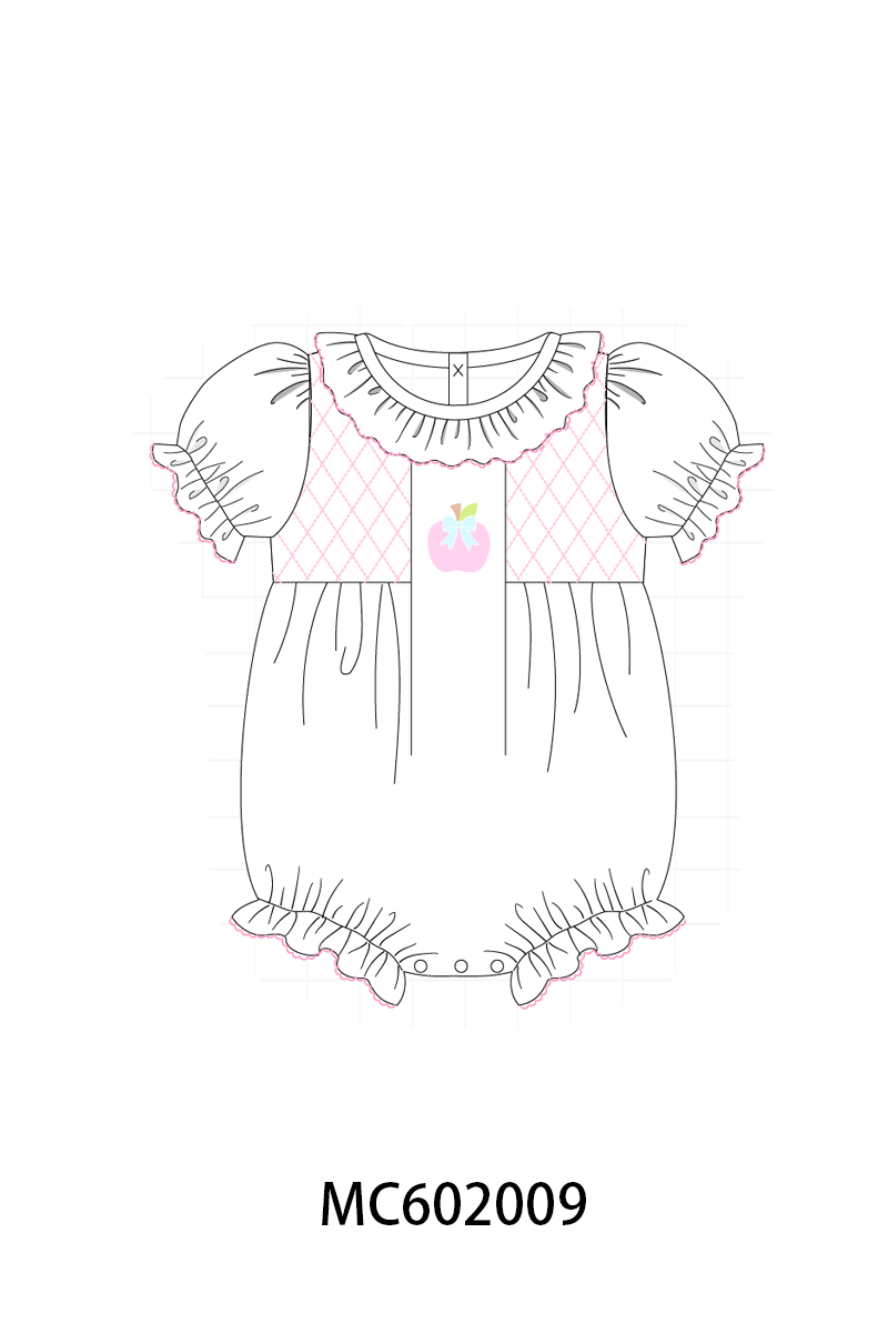 Pink back to school apple smocked ruffle collection