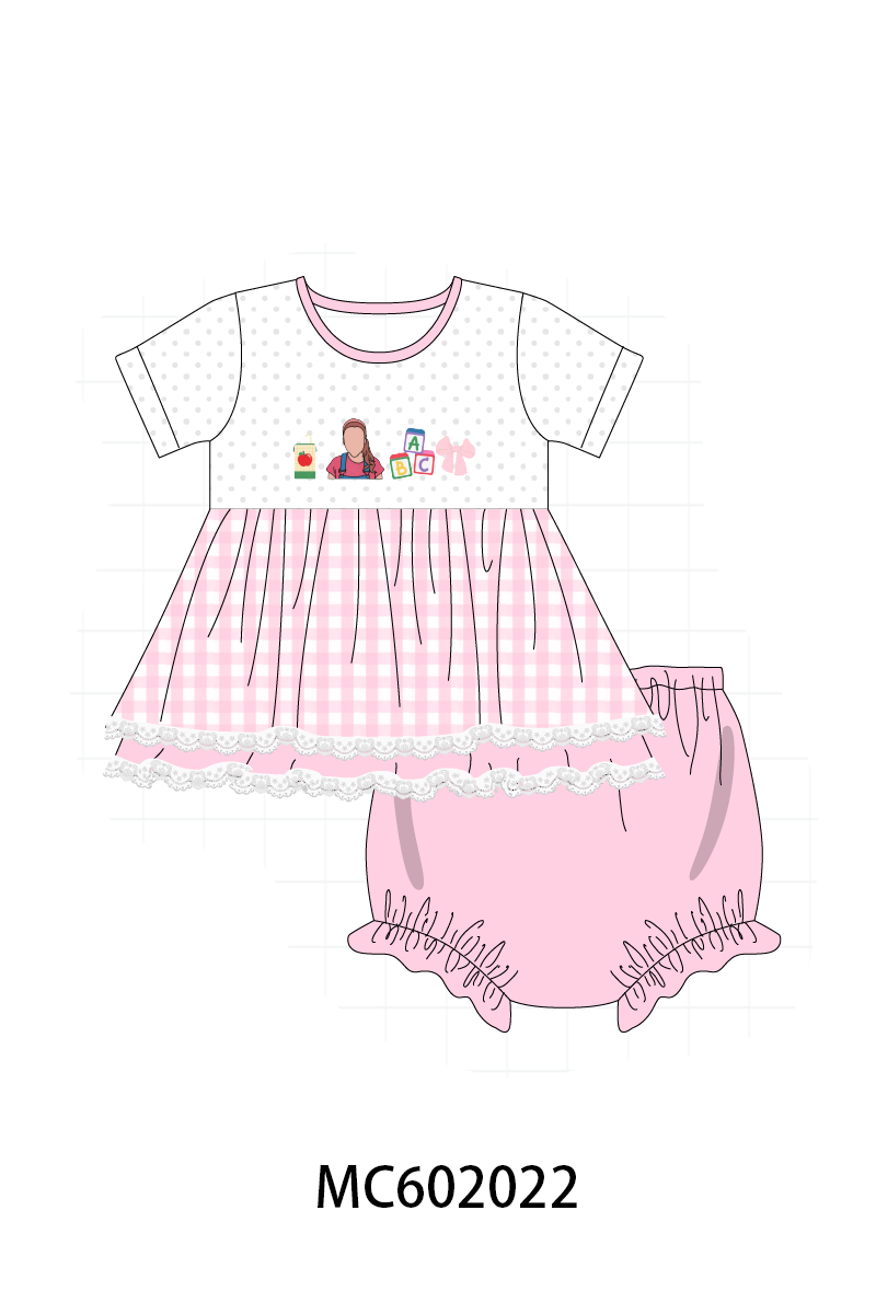 PO81 Ms rachel back to school embroidery ruffle gingham collection