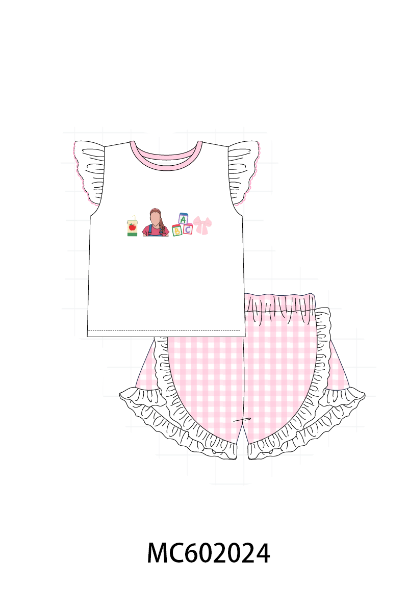 PO81 Ms rachel back to school embroidery ruffle gingham collection