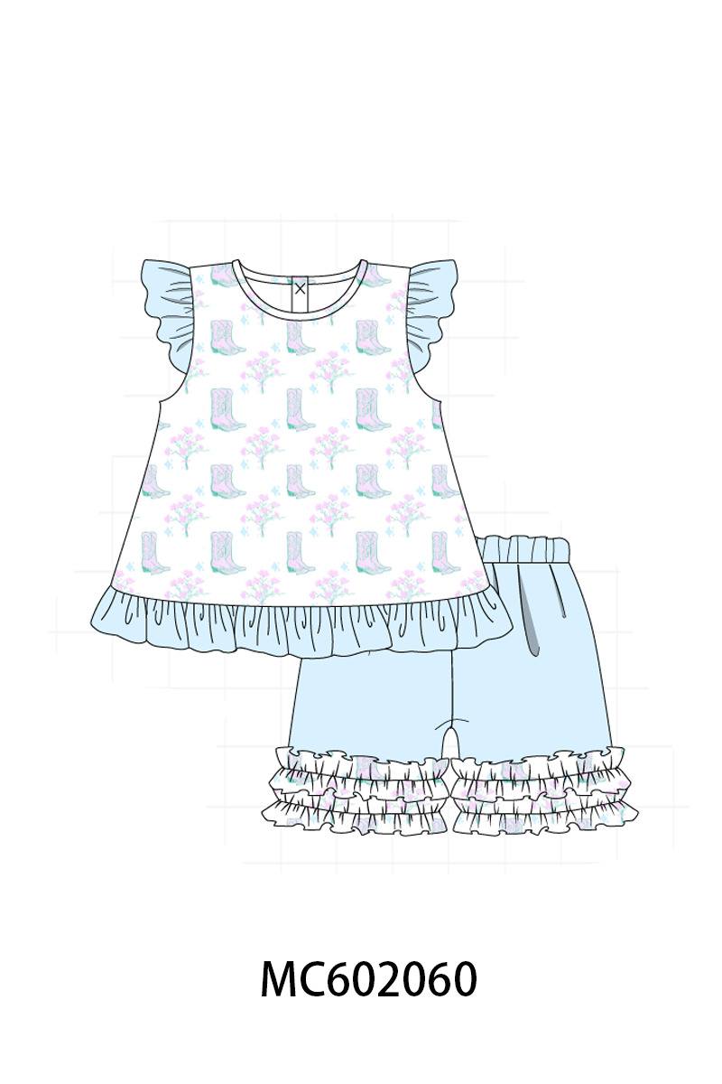 PO81 Blue boots print ruffle collection