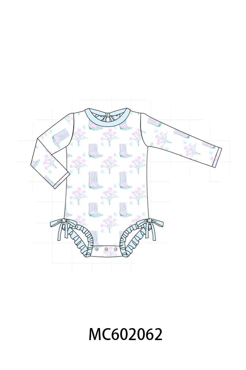 PO81 Blue boots print ruffle collection